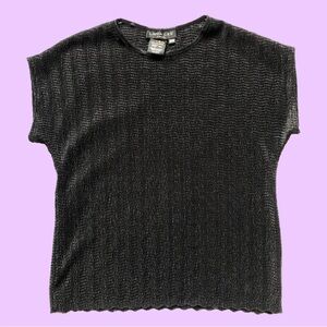 Vintage 90s Lana Lee Textured Slinky Short Sleeve Women’s Black Medium